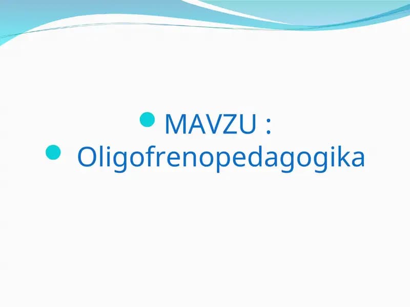 Oligofrenopedagogika