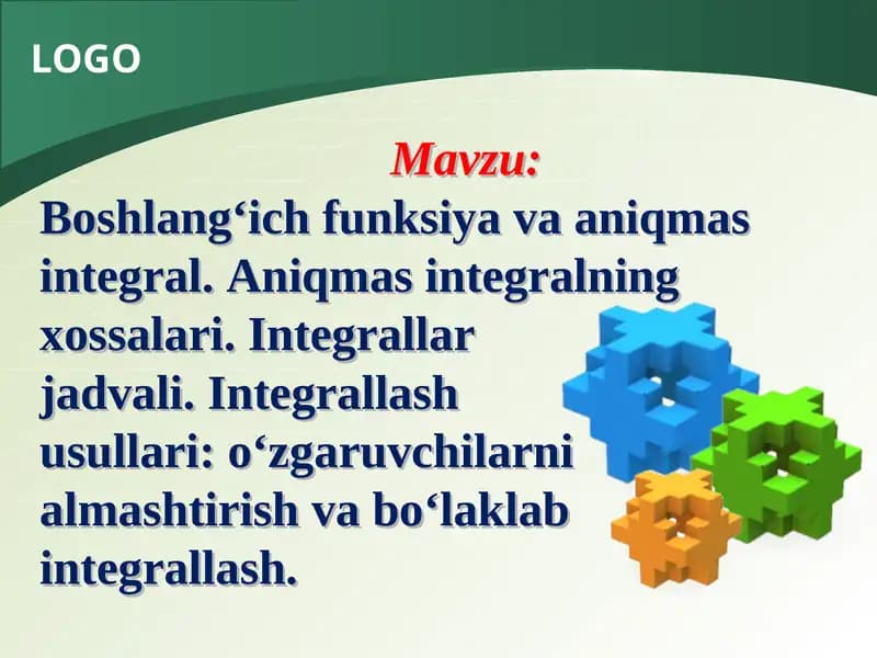 Integrallar jadvali