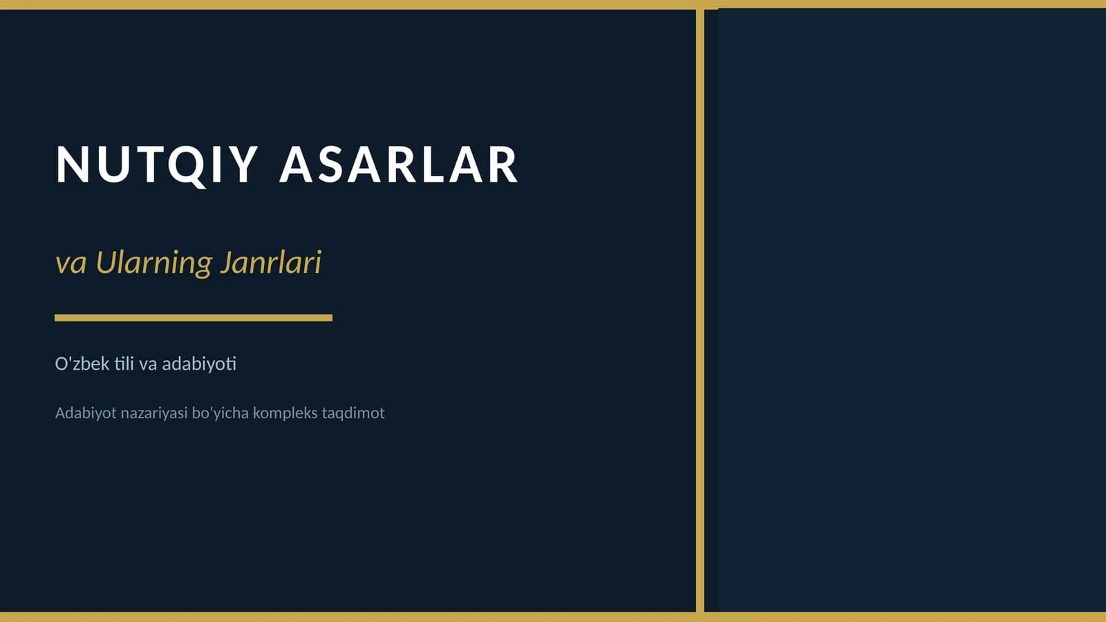 NUTQIY ASARLAR va Ularning Janrlari