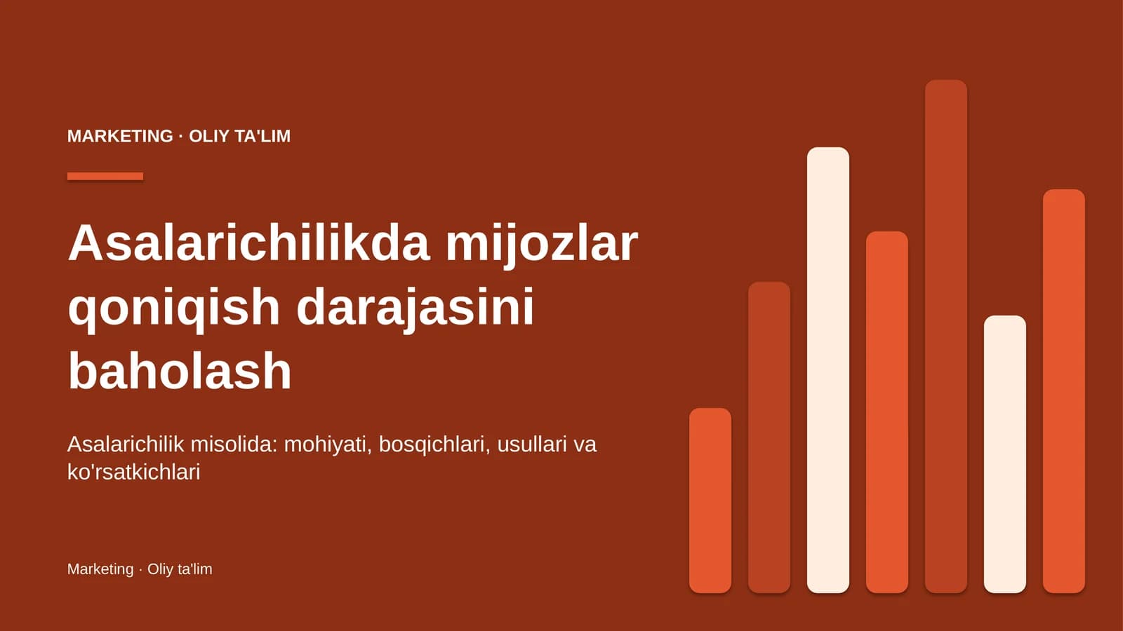 Asalarichilikda mijozlar qoniqish darajasini baholash