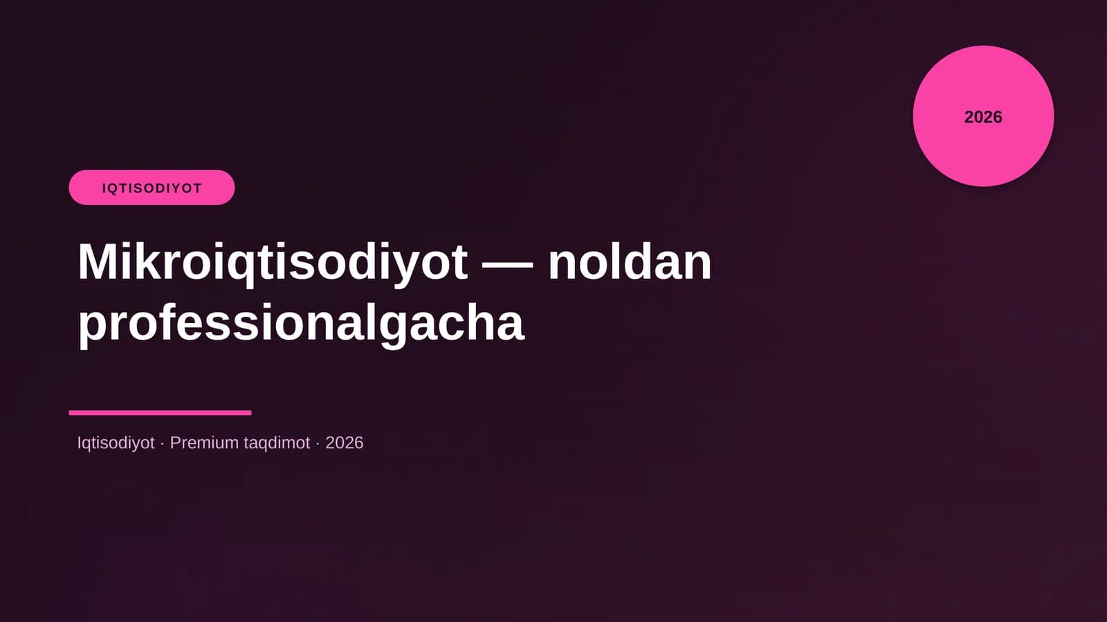 Mikroiqtisodiyot — noldan professionalgacha
