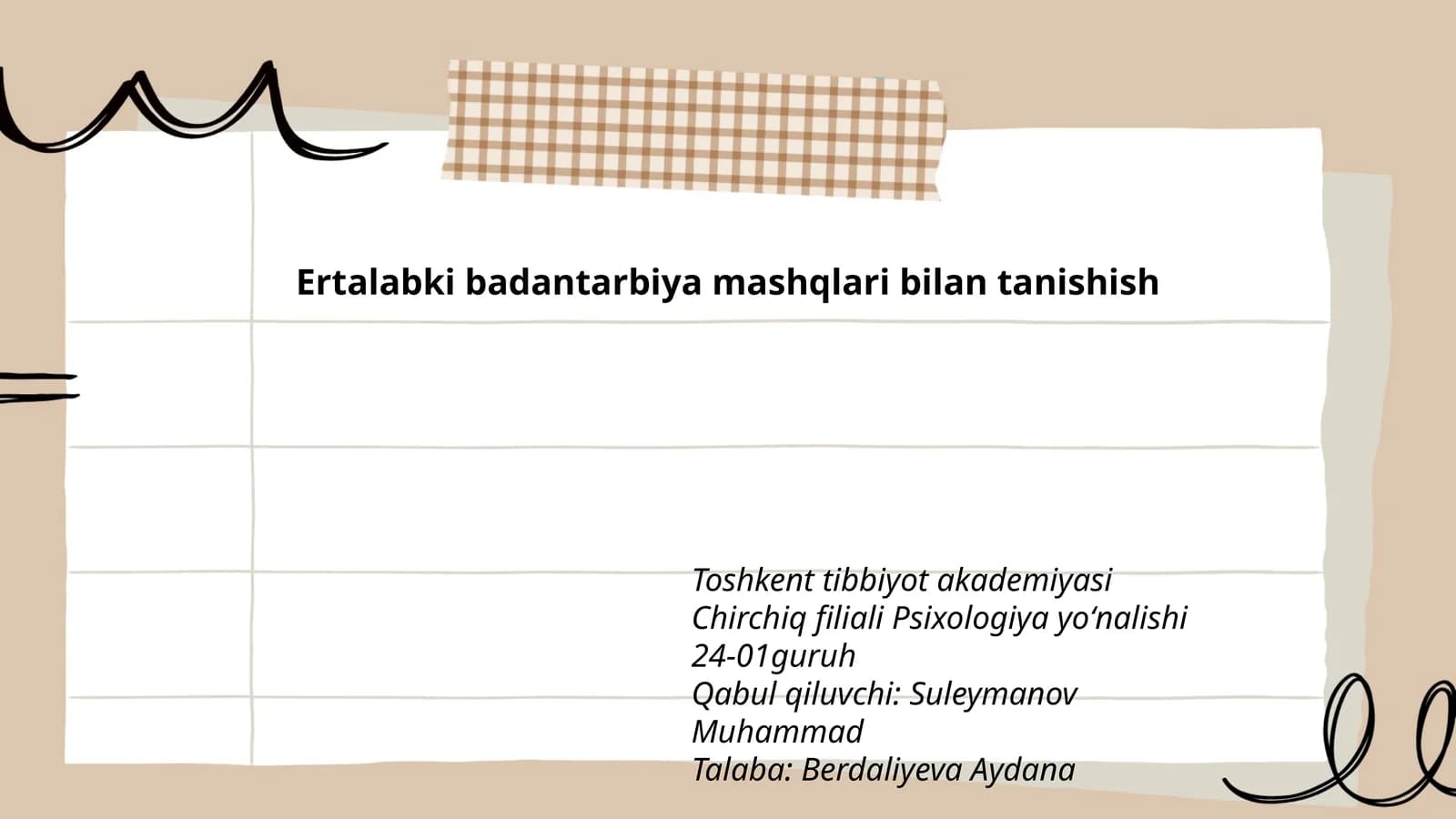 Ertalabki badantarbiya mashqlari bilan tanishish