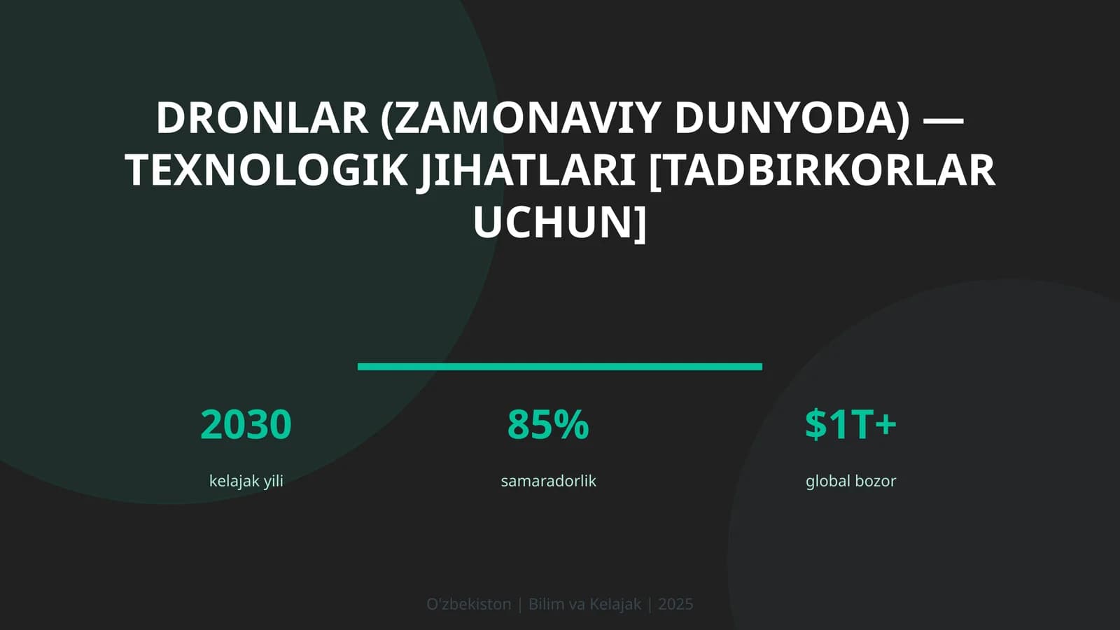 DRONLAR (ZAMONAVIY DUNYODA) — TEXNOLOGIK JIHATLARI [TADBIRKORLAR UCHUN]