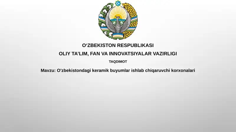 O'zbekistondagi keramik buyumlari ishlab chiqaruvchi korxonalari