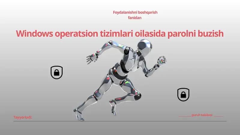 Windows operatsion tizimlari oilasida parolni buzish