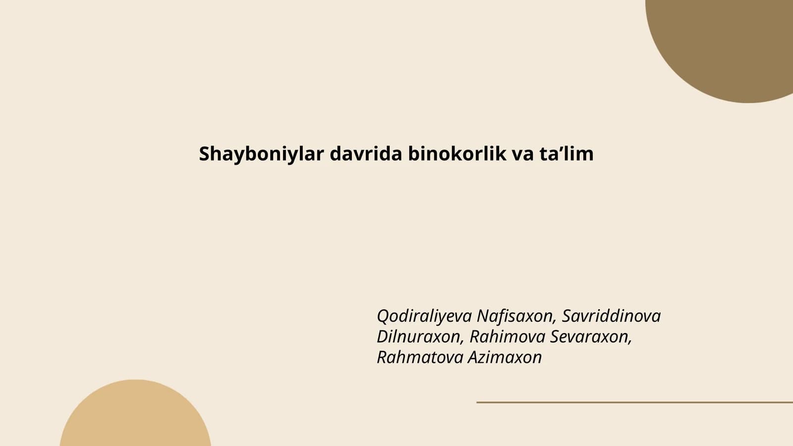 Shayboniylar davrida binokorlik va taʼlim