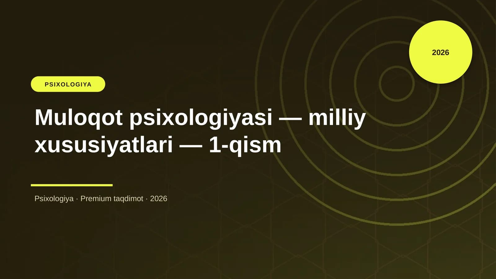 Muloqot psixologiyasi — milliy xususiyatlari — 1-qism