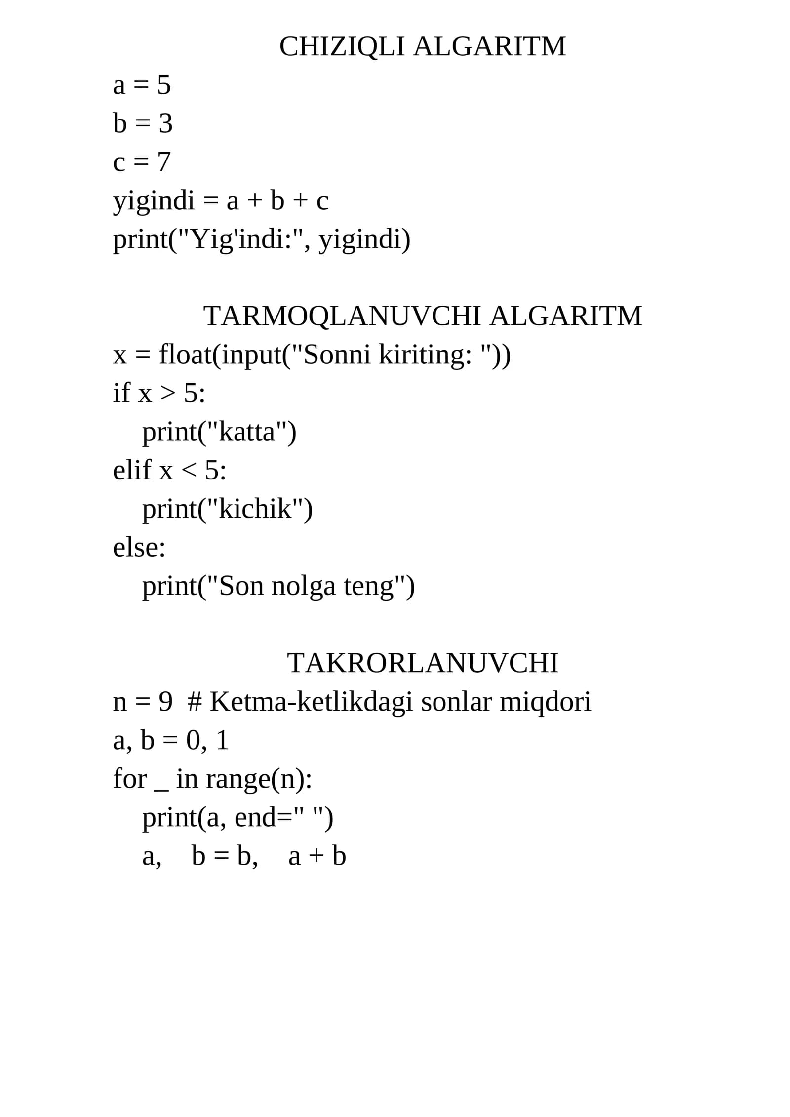 Chiziqli ALGARITM