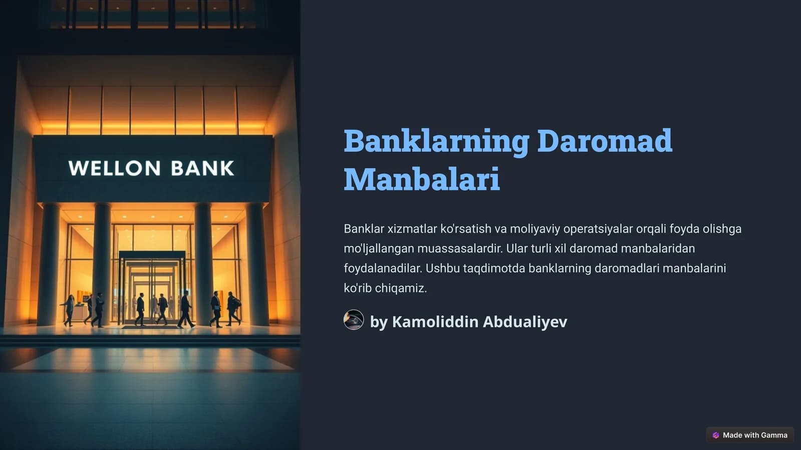 Banklarning Daromad Manbalari