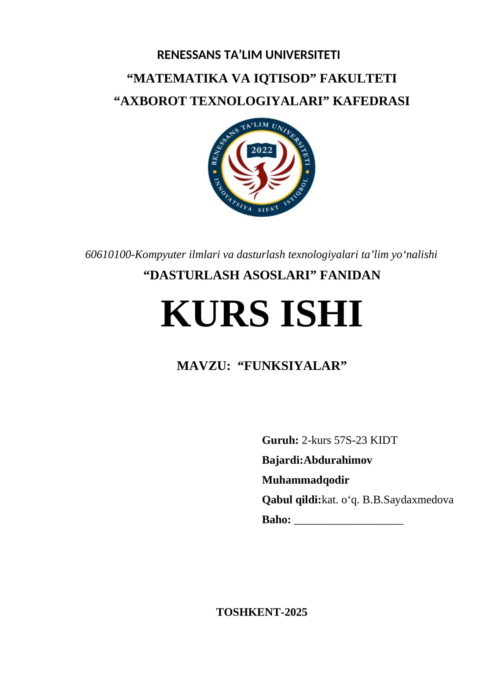 FUNKSIYALAR