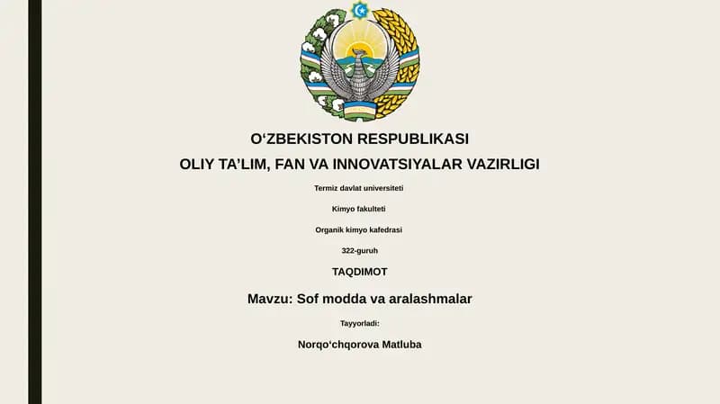 Sof modda va aralashmalar