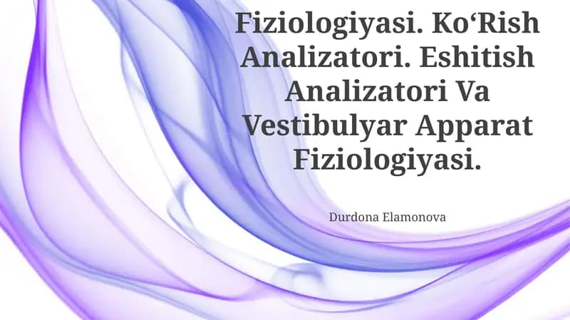 Analizatorlar Fiziologiyasi