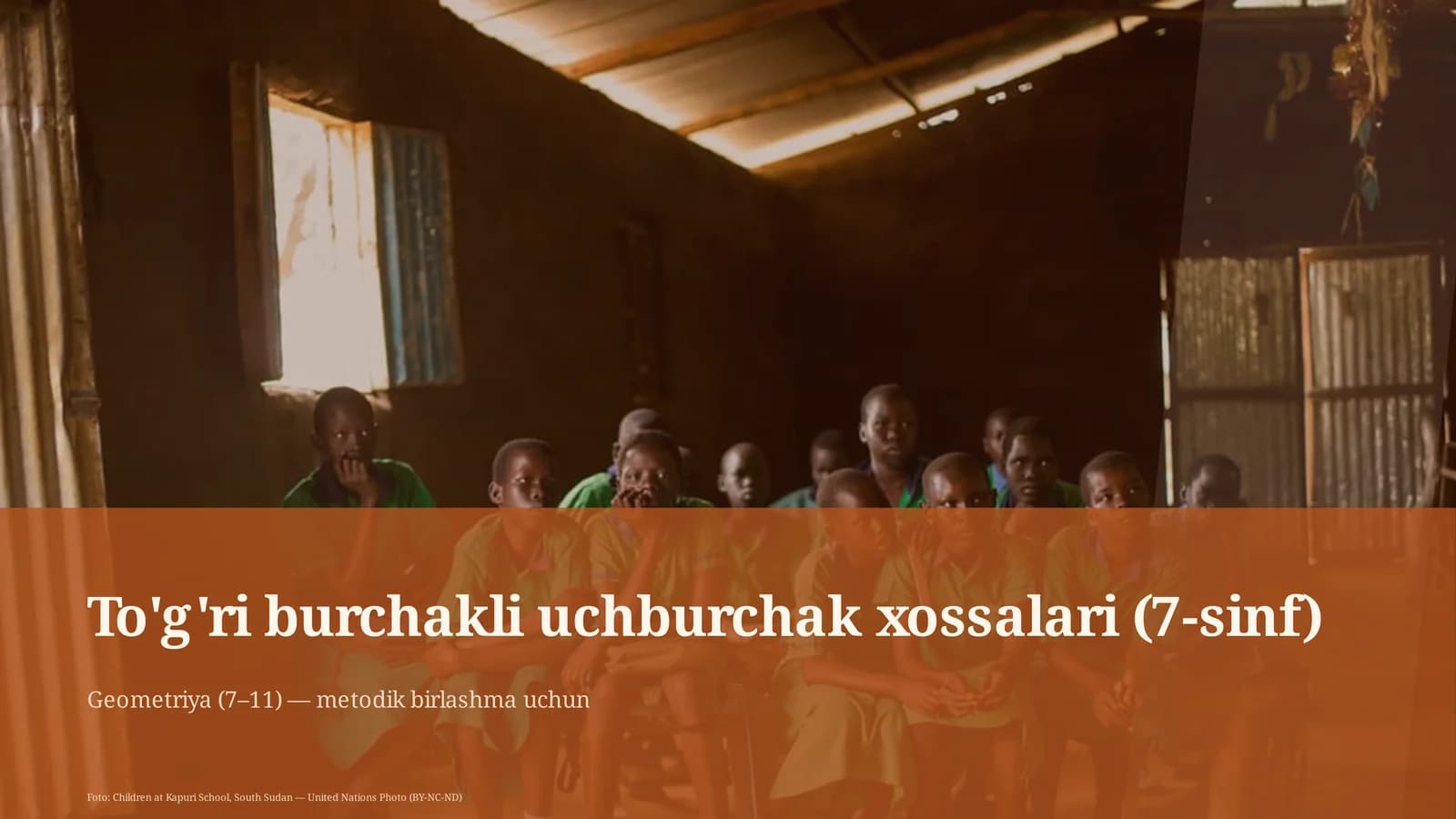To'g'ri burchakli uchburchak xossalari (7-sinf)