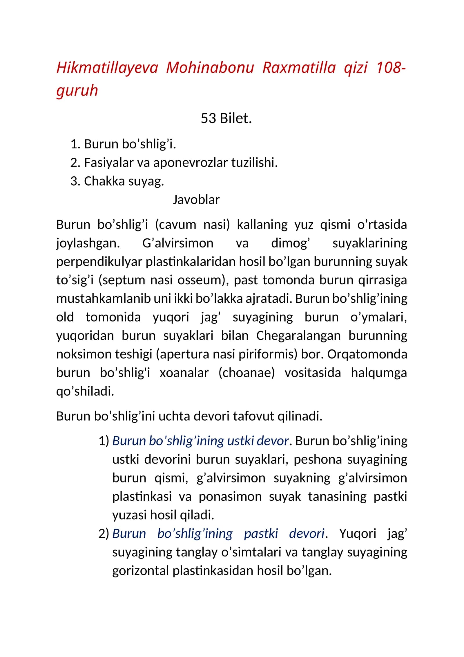 Burun bo’shlig’i