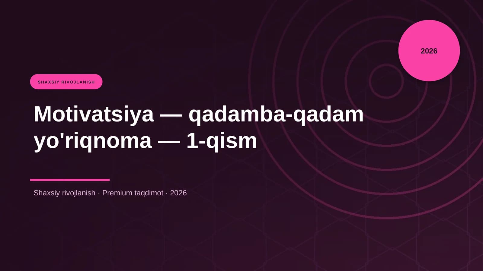 Motivatsiya — qadamba-qadam yo'riqnoma — 1-qism