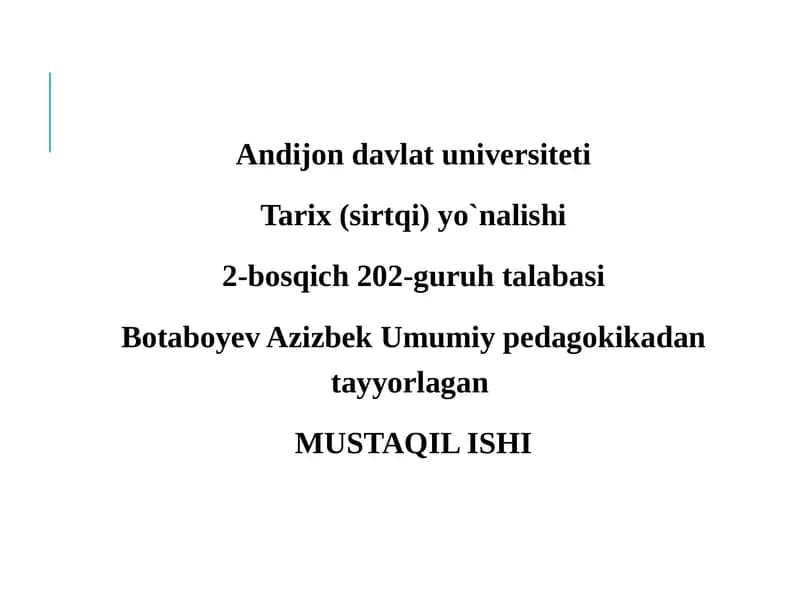 Ta’lim Metodlari va Vositalari Tahlili