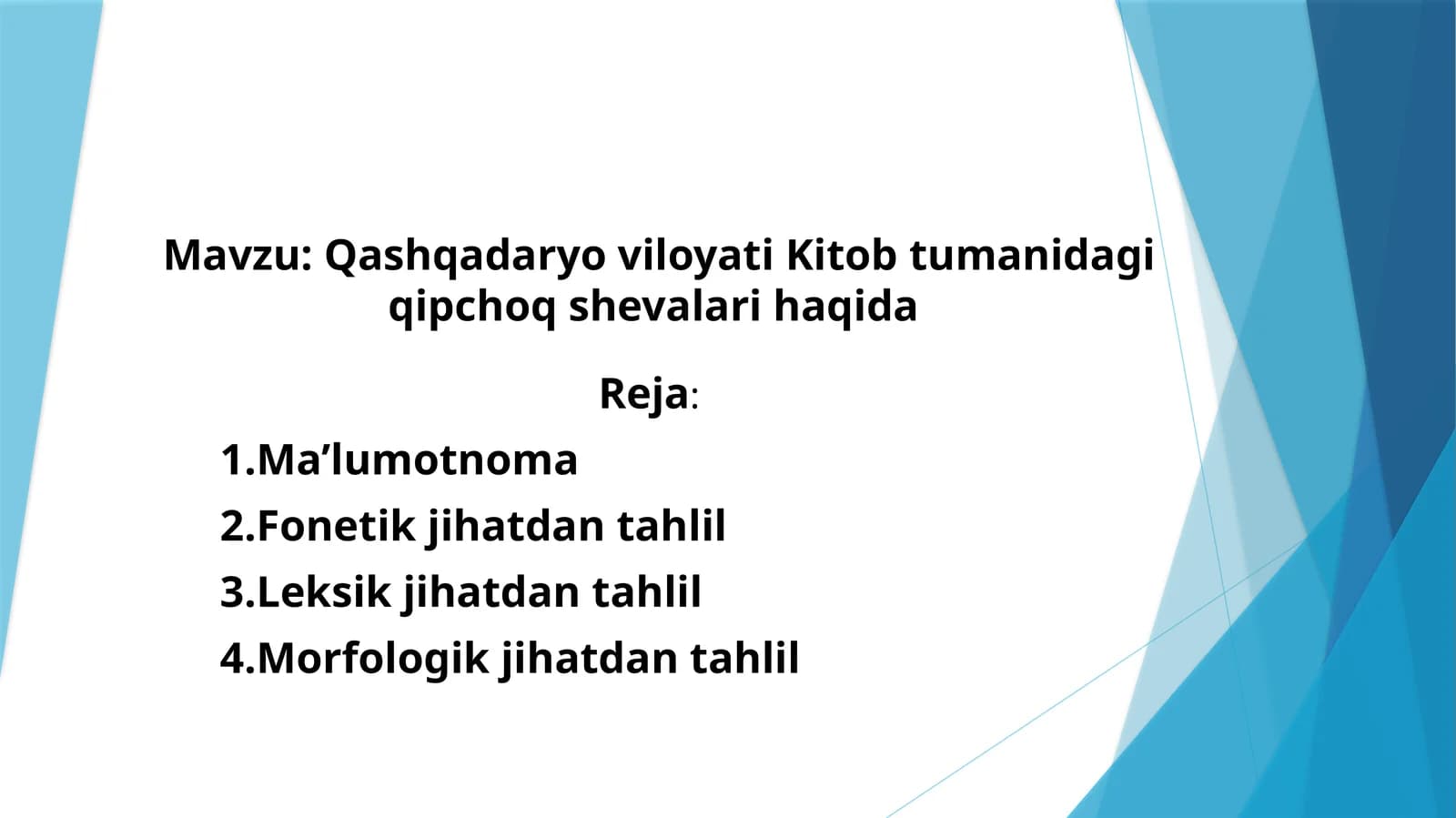 Qashqadaryo viloyati Kitob tumanidagi qipchoq shevalari haqida