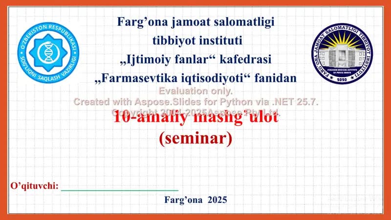 Moliya-xo’jalik faoliyatining hisob asoslari (4 soat). Taqdimot 26 bet.