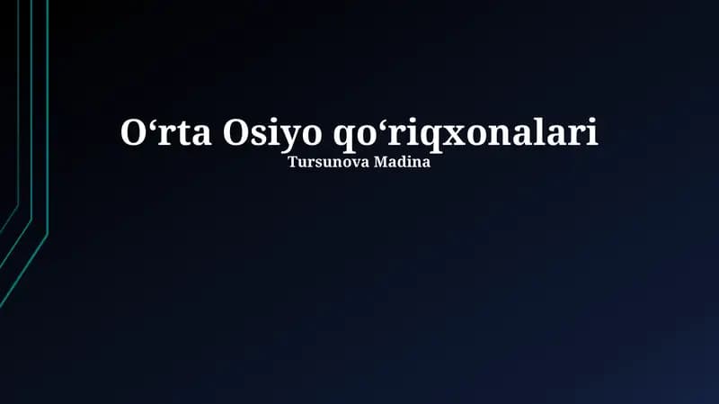 Markaziy Osiyo Tabiat Qo`riqxonalarini Rivojlantirish Strategiyasi