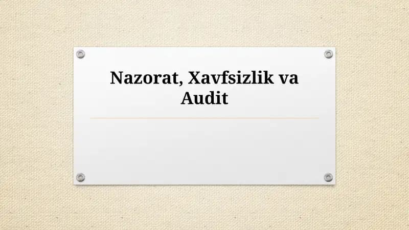 Ichki nazorat va boshqaruv