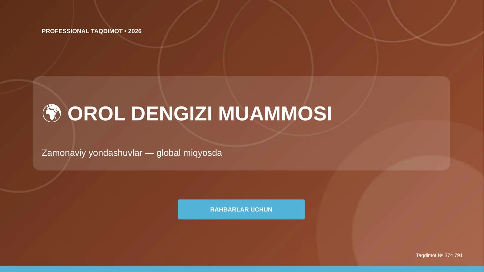 Orol Dengizi Muammosi: Zamonaviy Yondashuvlar