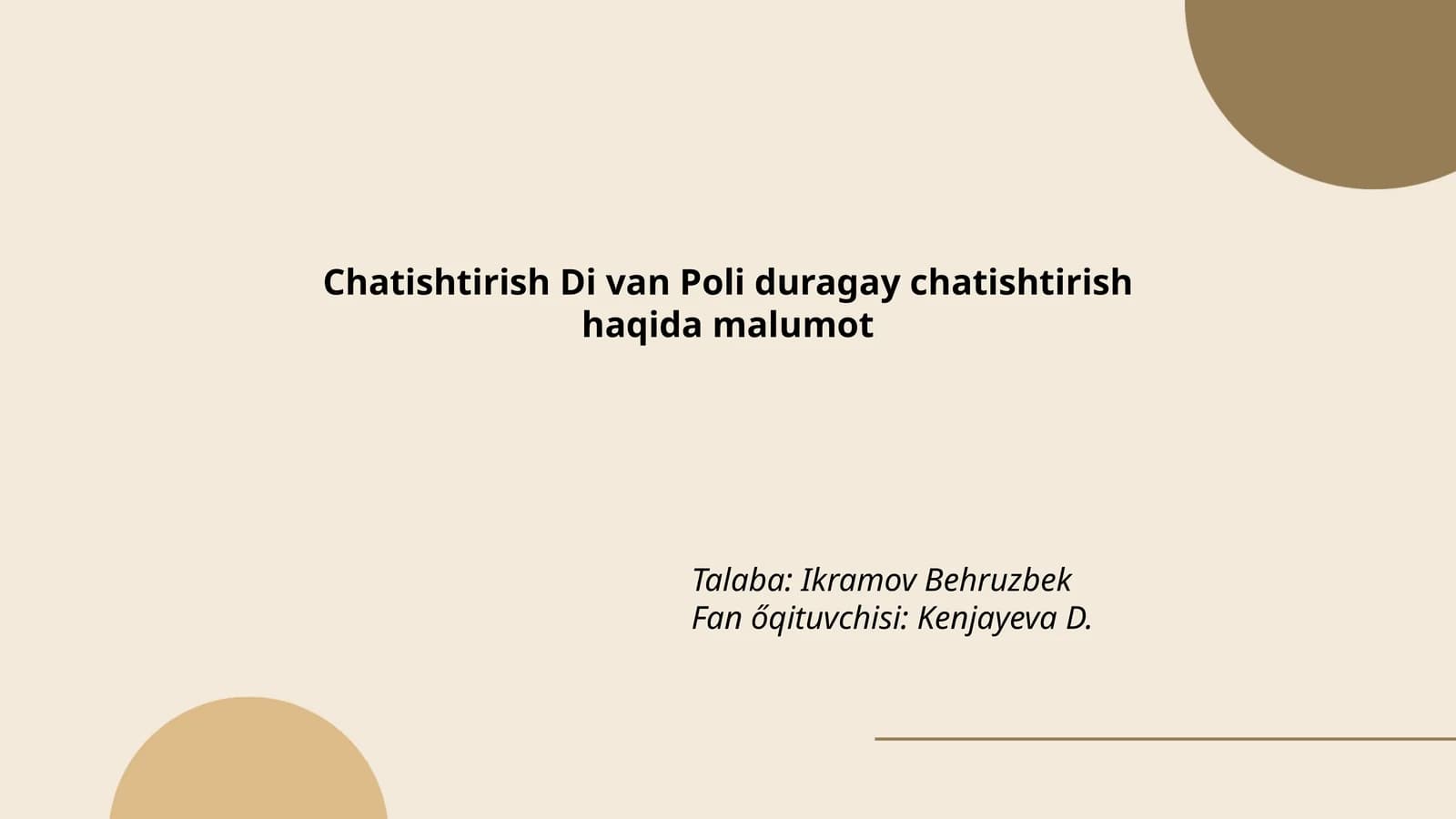 Chatishtirish Di van Poli duragay chatishtirish haqida malumot