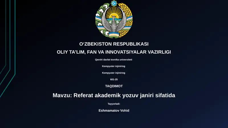 Referat akademik yozuv janiri sifatida