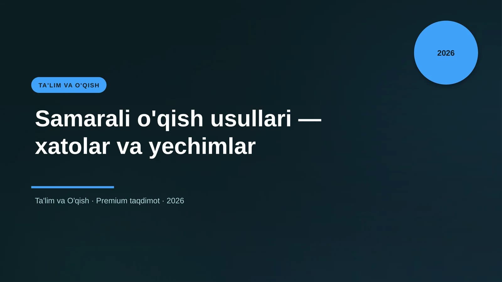 Samarali o'qish usullari — xatolar va yechimlar
