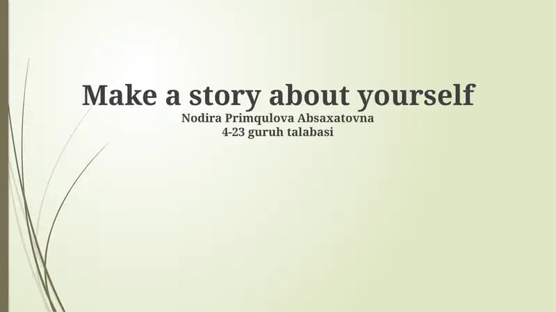 Make a story about yourself