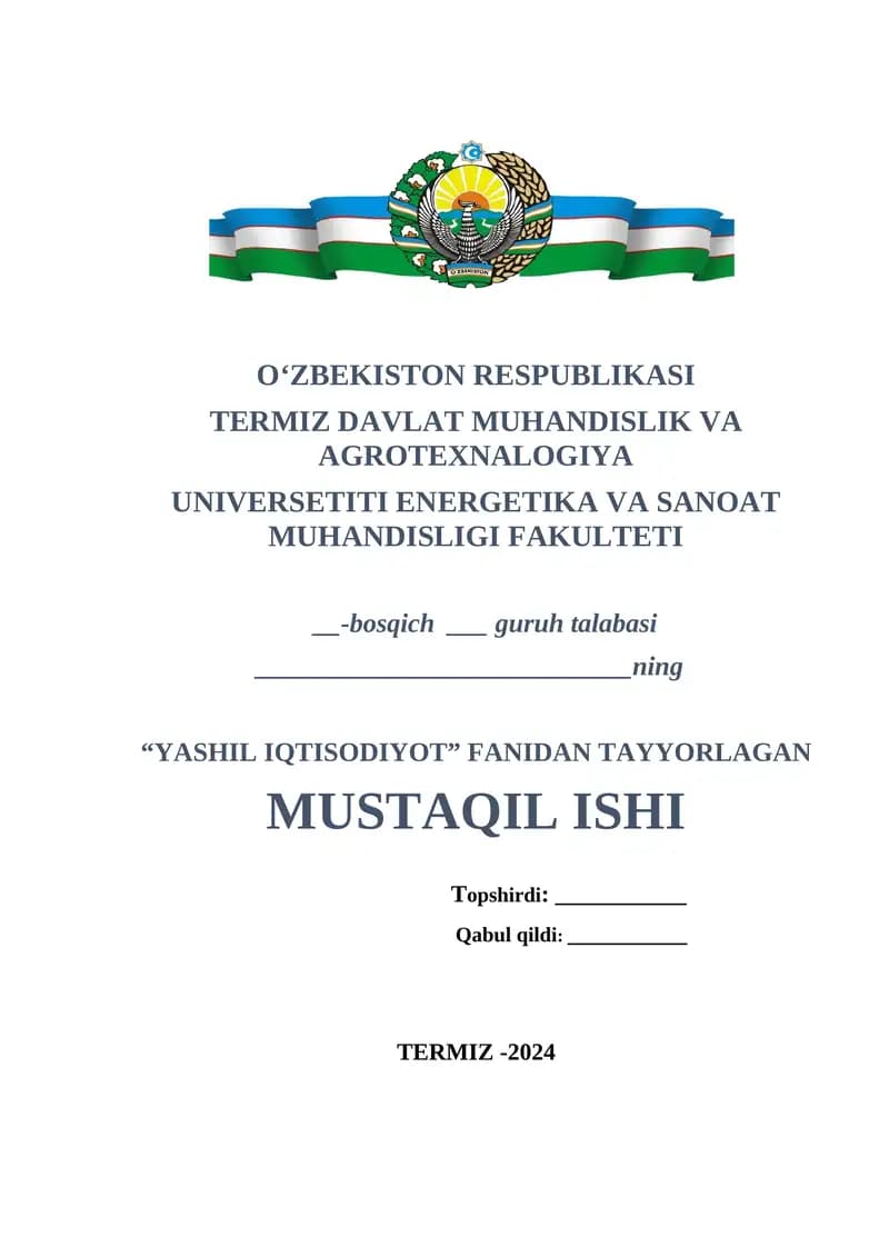 Barqaror iqtisodiy rivojlanishning mohiyati va uni ta’minlashda “yashil iqtisodiyot”ning o‘rni