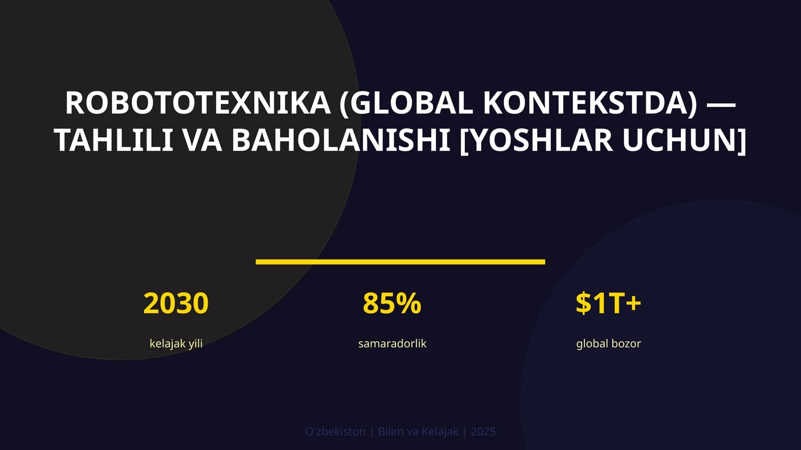 ROBOTOTEXNIKA (GLOBAL KONTEKSTDA) — TAHLILI VA BAHOLANISHI [YOSHLAR UCHUN]