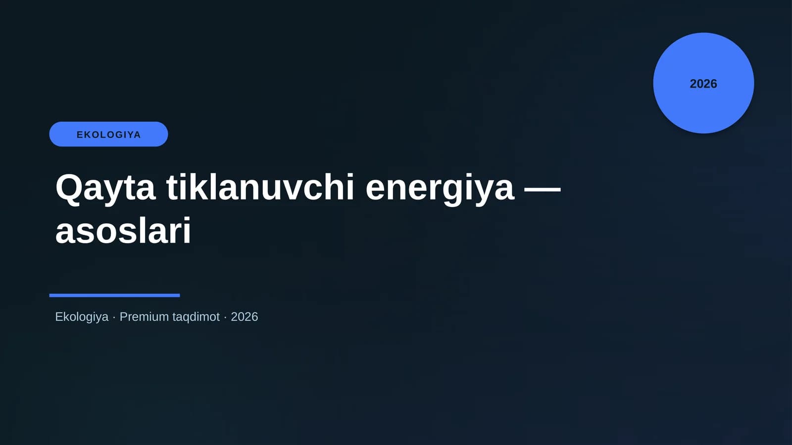Qayta tiklanuvchi energiya — asoslari