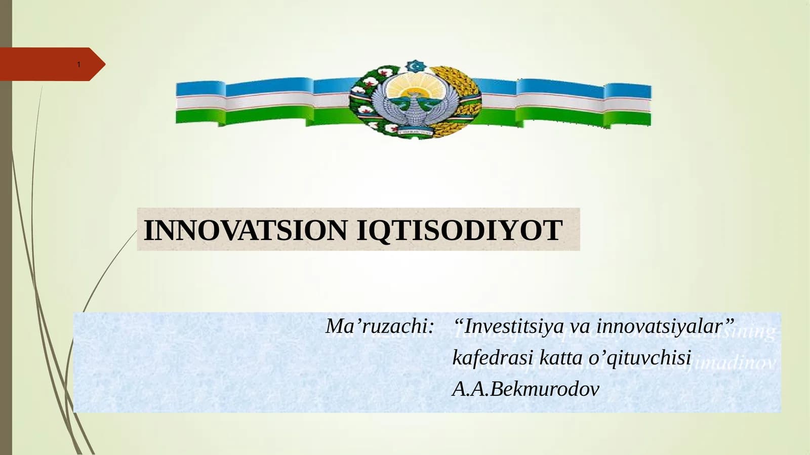 INNOVATSION IQTISODIYOT FANIGA KIRISH