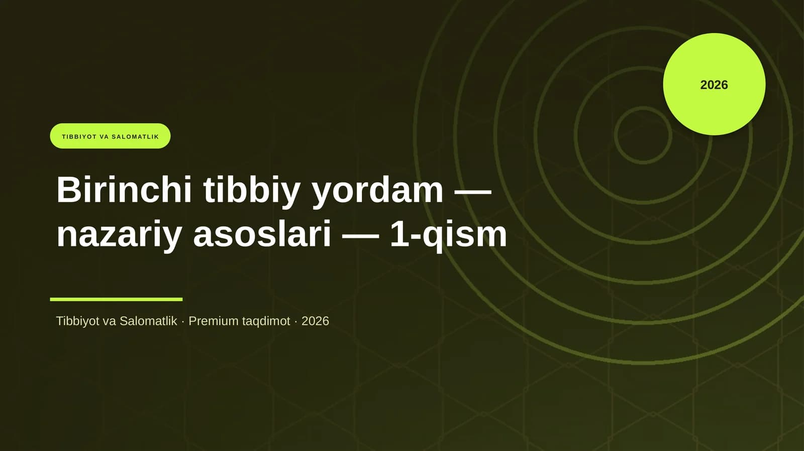 Birinchi tibbiy yordam — nazariy asoslari — 1-qism