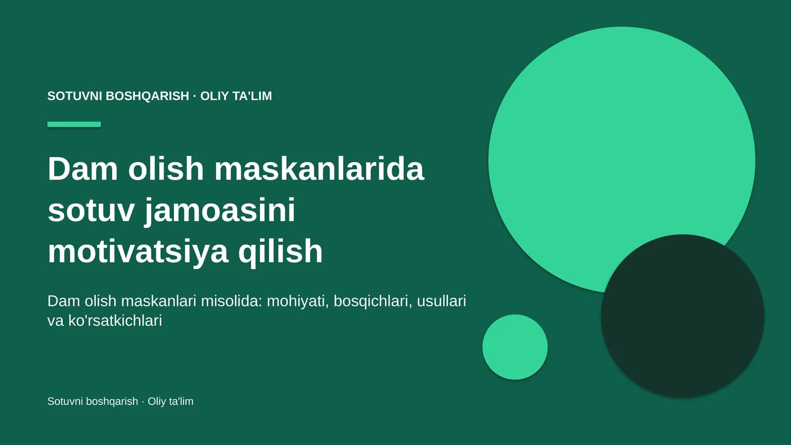 Dam olish maskanlarida sotuv jamoasini motivatsiya qilish