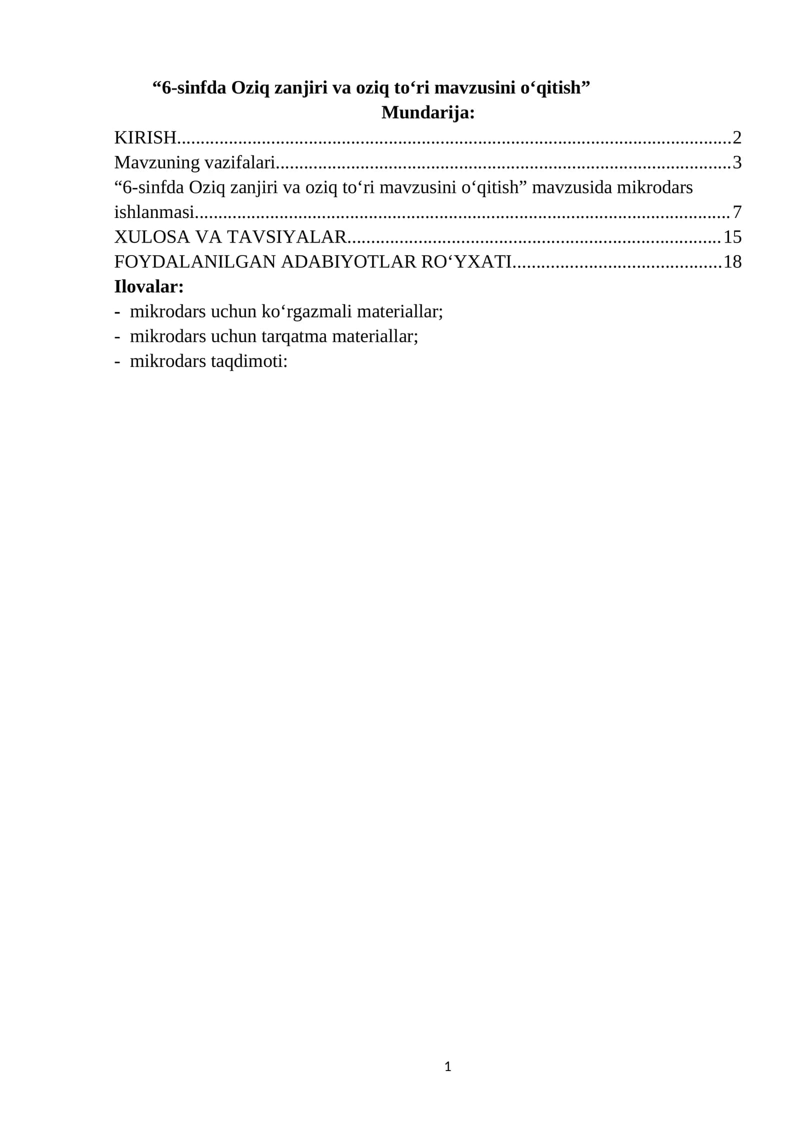 6-sinfda Oziq zanjiri va oziq to‘ri mavzusini o‘qitish