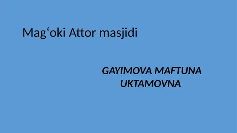 Magʻoki Attor masjidi