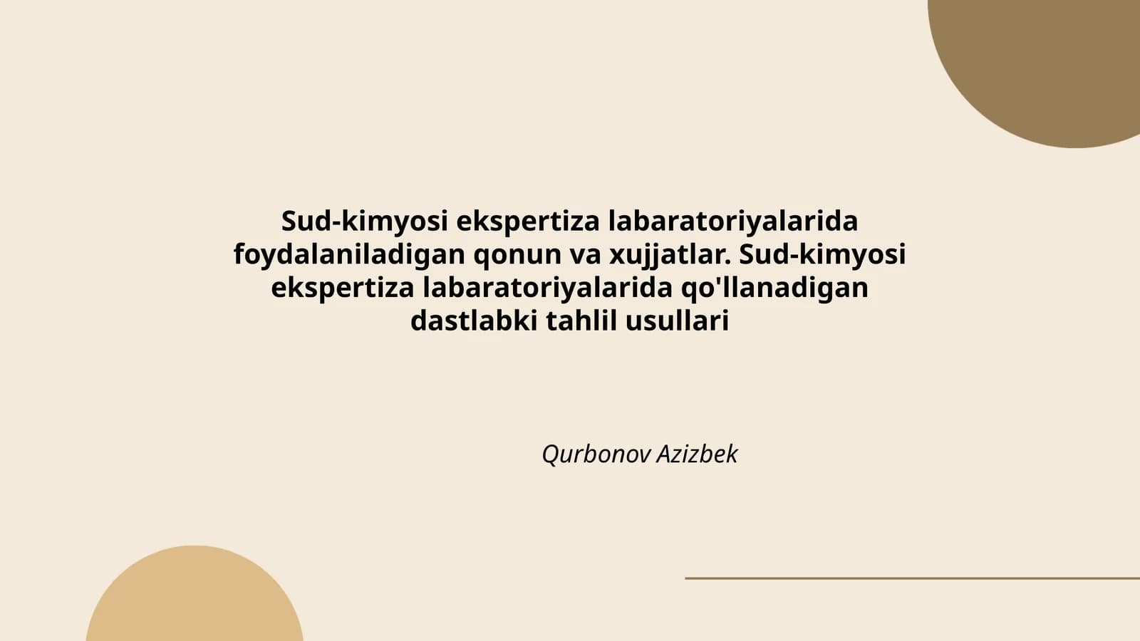 Sud-kimyosi ekspertiza labaratoriyalarida foydalaniladigan qonun va xujjatlar