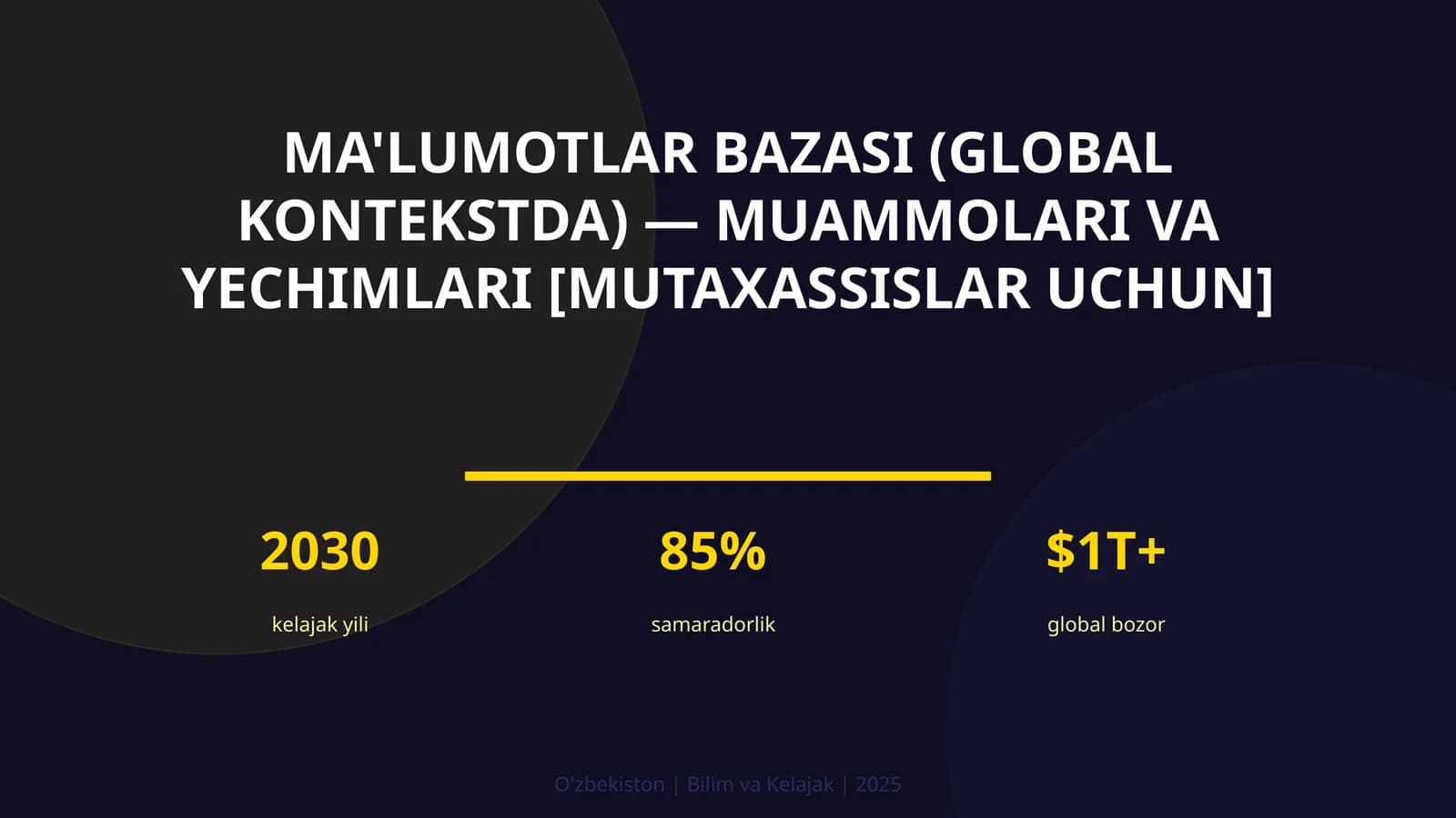 MA'LUMOTLAR BAZASI (GLOBAL KONTEKSTDA) — MUAMMOLARI VA YECHIMLARI