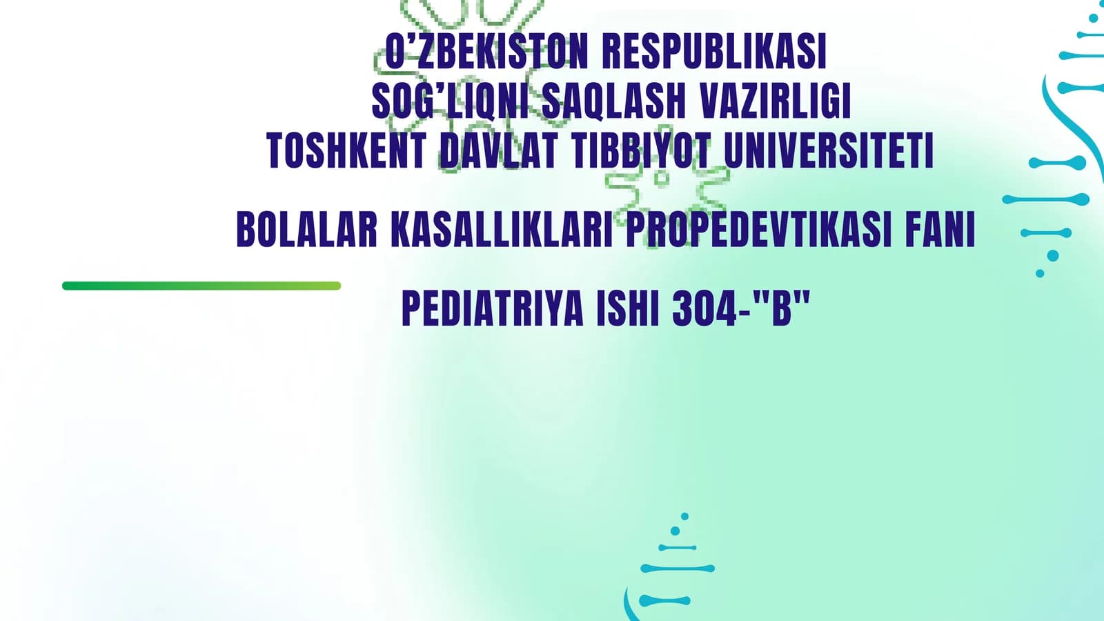 Bolalar Kasalliklari Propedevtikasi Fani