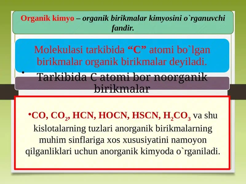 Organik kimyo faniga kirish