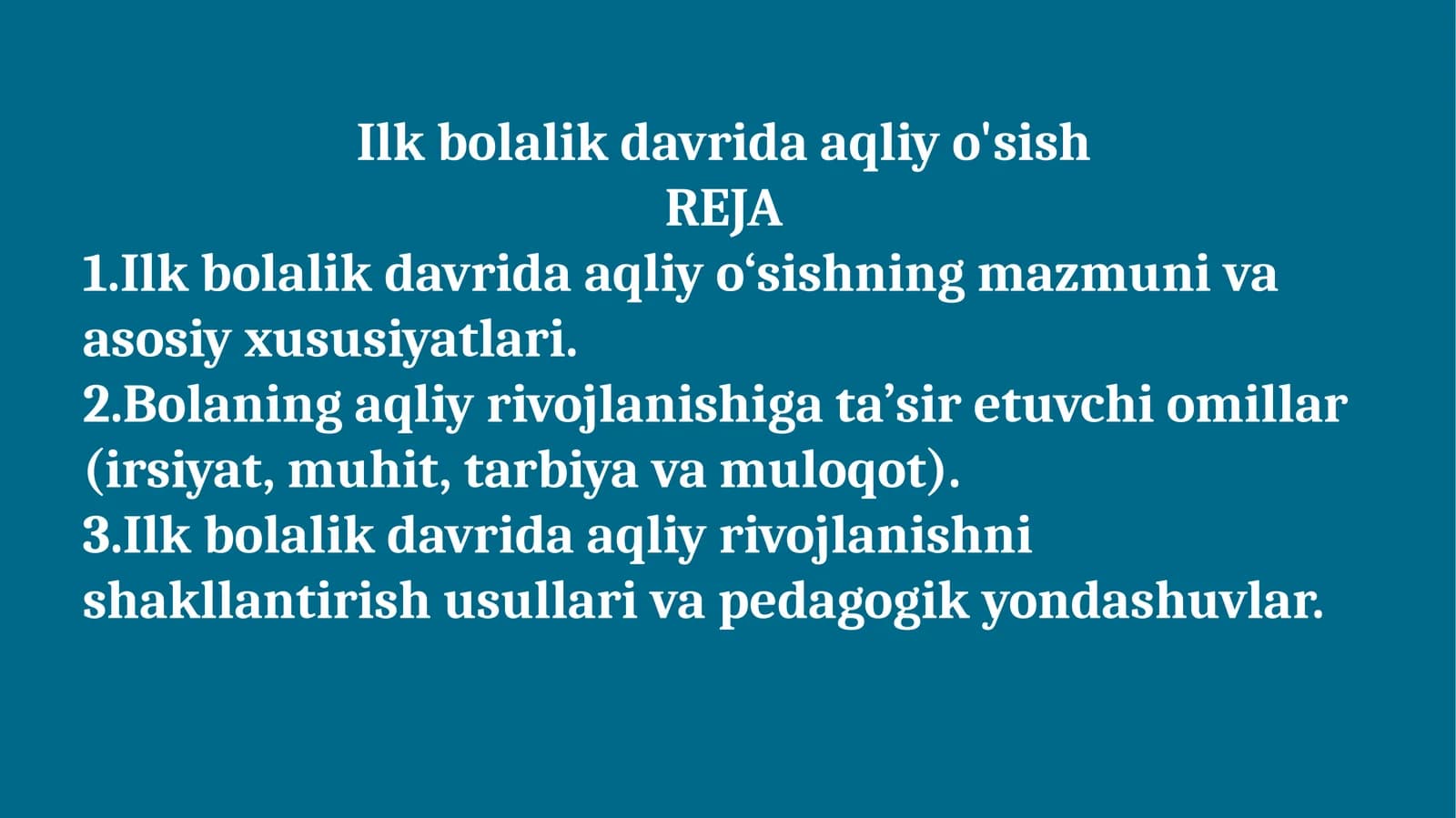 Ilk bolalik davrida aqliy o'sish