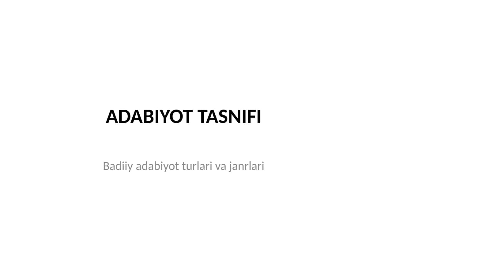 ADABIYOT TASNIFI
