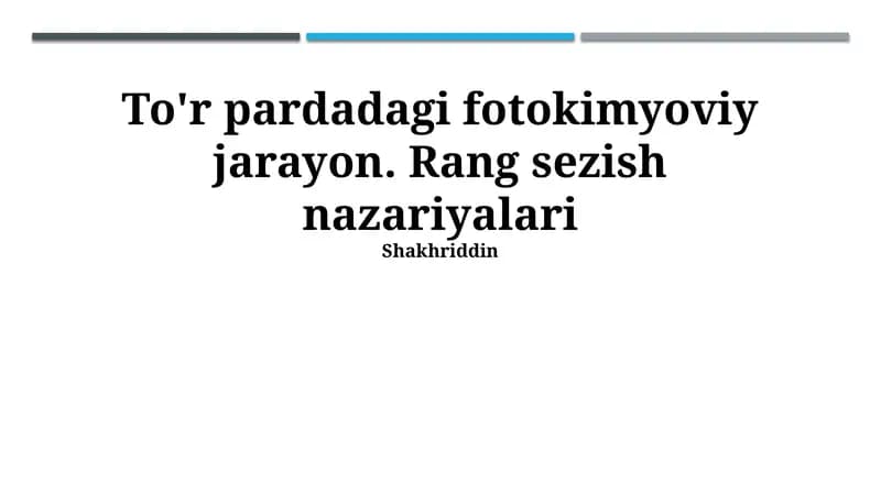 To'r pardadagi fotokimyoviy jarayonlar
