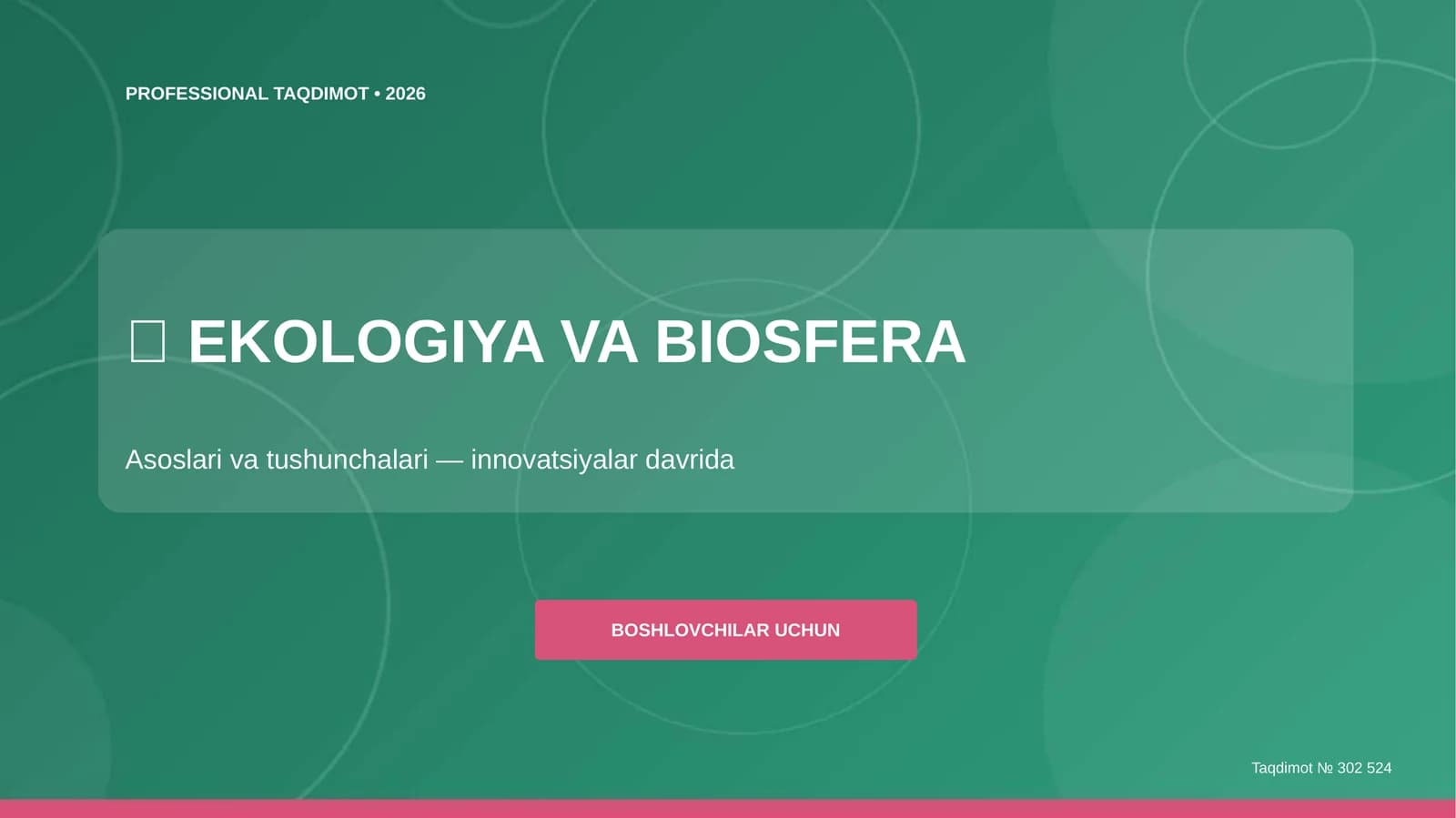 EKOLOGIYA VA BIOSFERA Asoslari va tushunchalari