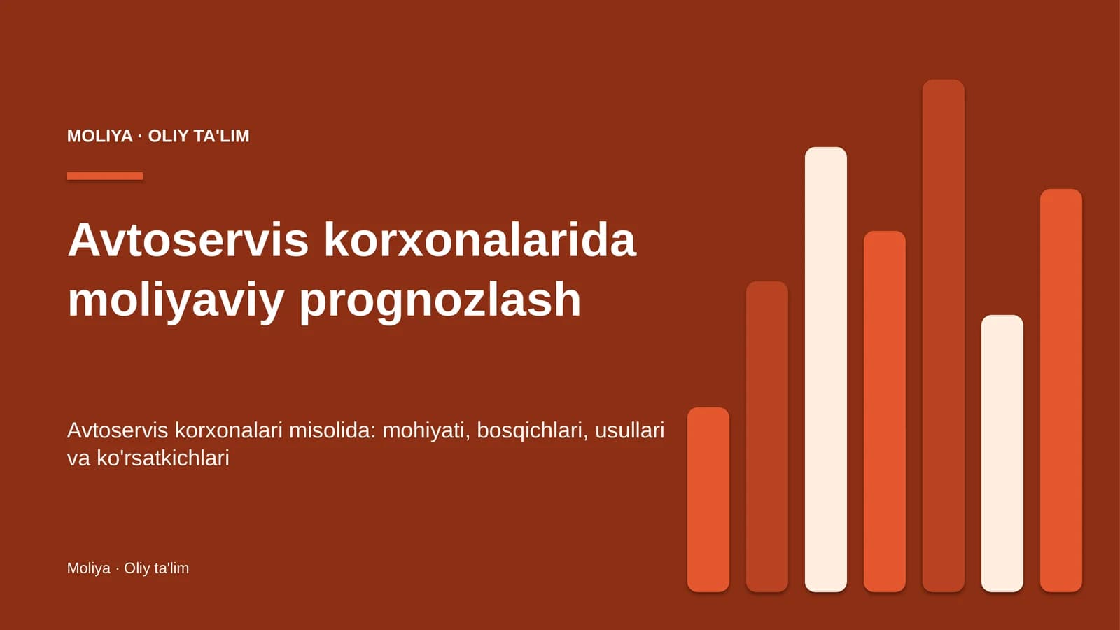 Avtoservis korxonalarida moliyaviy prognozlash