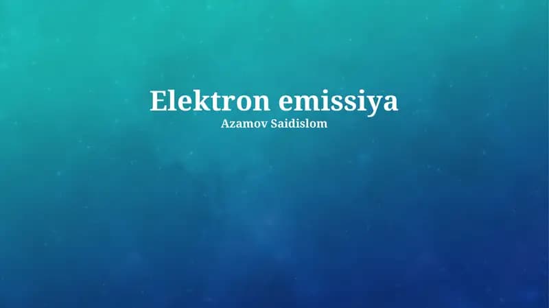 Elektron emissiya