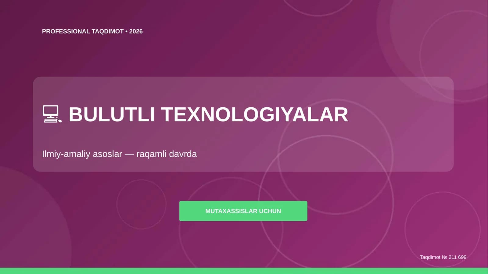 Bulutli texnologiyalar: ilmiy-amaliy asoslar