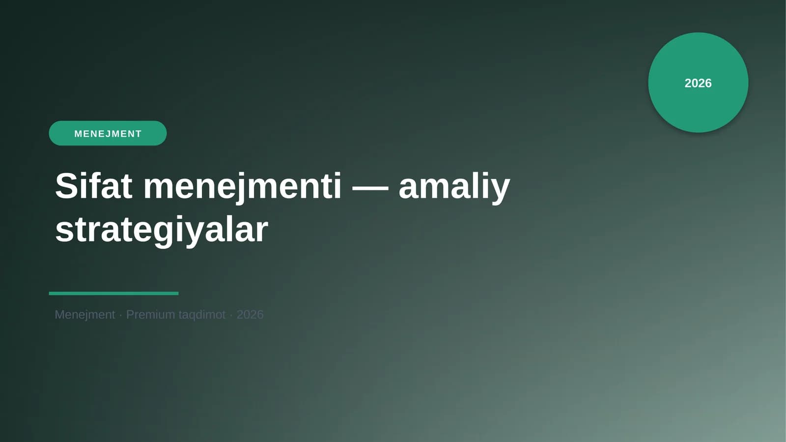 Sifat menejmenti — amaliy strategiyalar