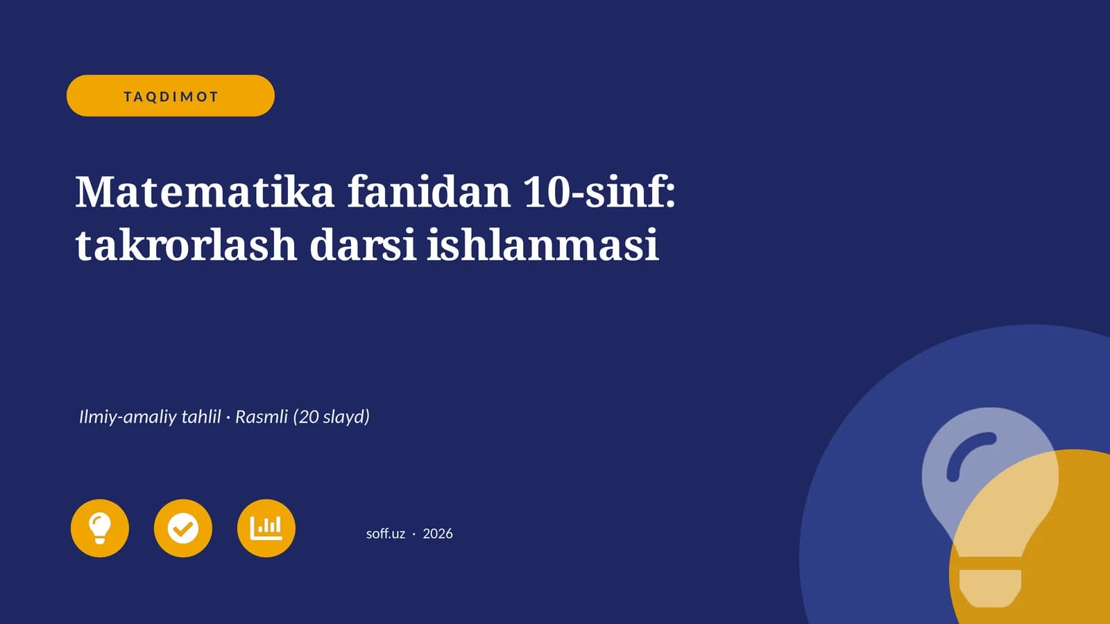Matematika fanidan 10-sinf: takrorlash darsi ishlanmasi